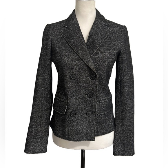 J Crew Grey Marled Thandie Double Breasted Blazer Jacket 4 Cotton Wool - Picture 1 of 9